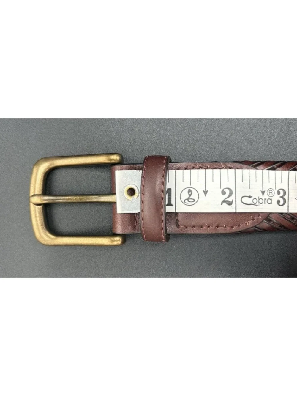 Tommy Hilfiger Men's Belt Braided Woven Black Brown Leather Size 37